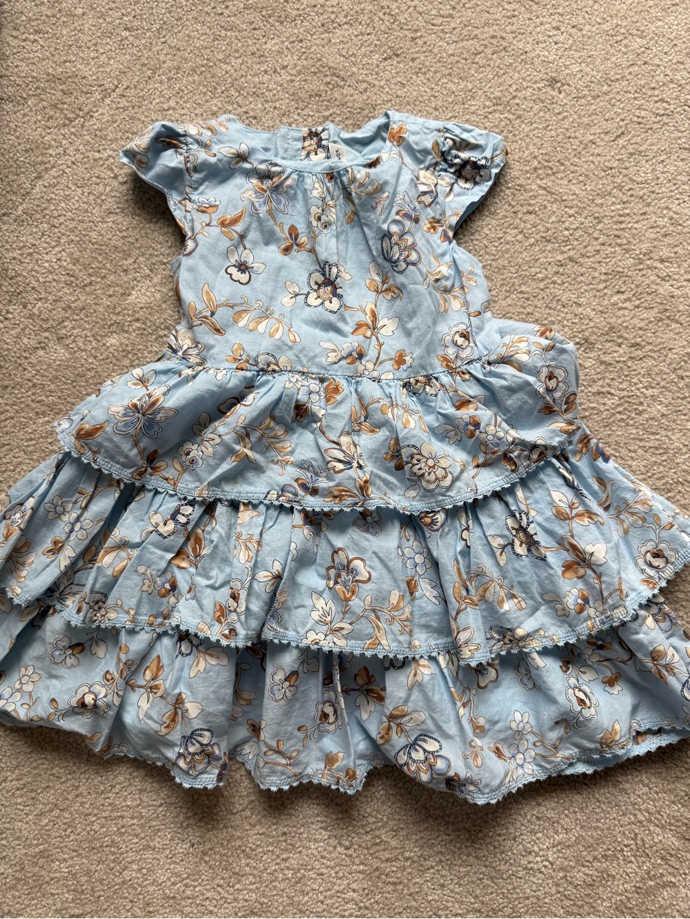 Janie and Jack Light Blue Floral Tiered Ruffle Dress